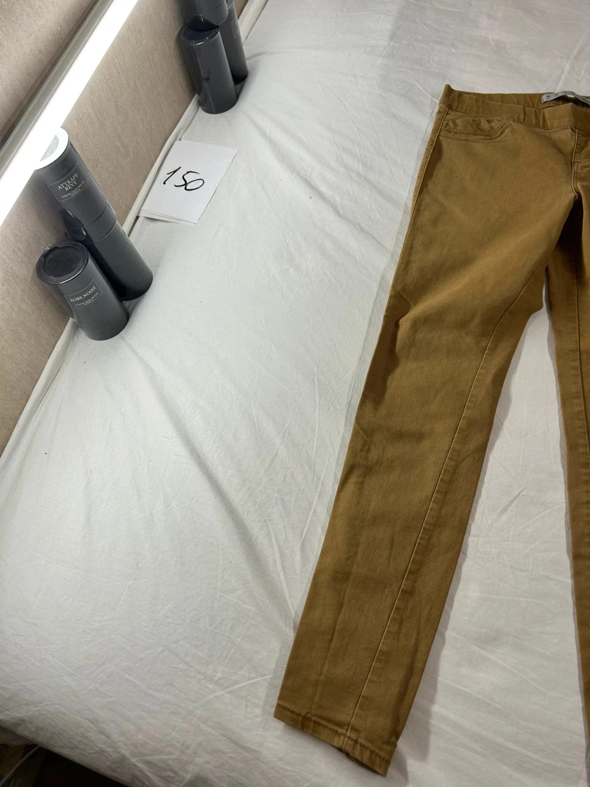 Pantalón skinny beige marrón de denim – photo 3
